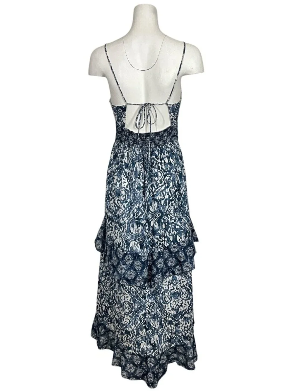 Abercrombie & Fitch Tiered Maxi Dress S Blue Ruffle Sleeveless Summer